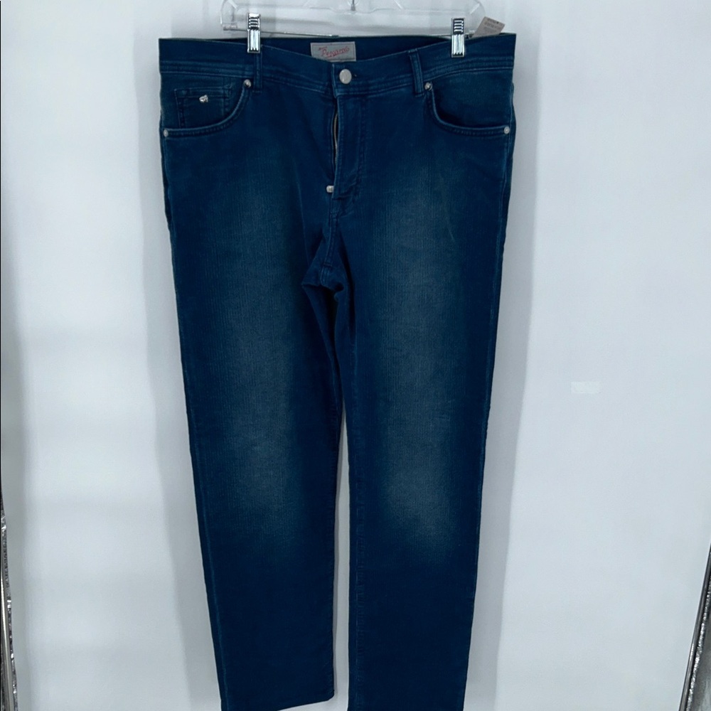 Marco Pescarolo Blue Corduroy Pants Made in Italy Cotton Stretch Size 54 US 38 - Picture 3 of 11